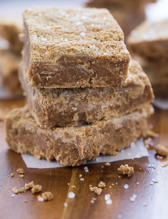 Salted Caramel Fudge - The perfect combination of sweet and salty. This decadent dessert will literally melt in your mouth!