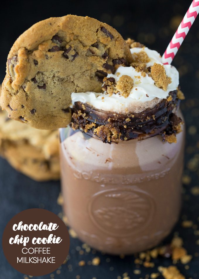 Chocolate Chip Cookie Coffee Milkshake - Rich, cold and creamy. This summertime drink is the perfect way to kick back and relax in the hot sun.