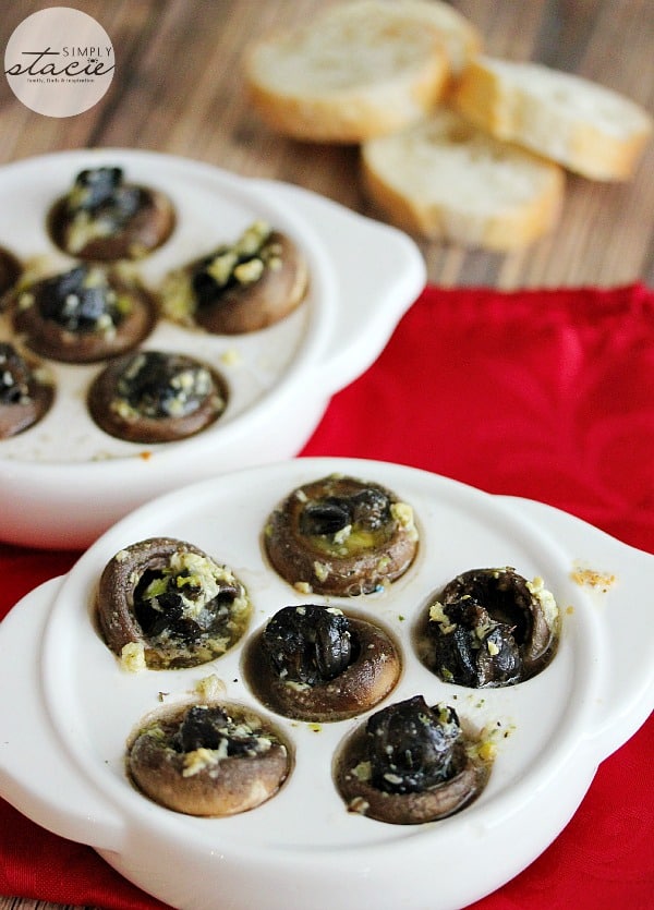 Escargots in Mushroom Caps with Garlic Butter- Impress your guests with this menu favourite, made right at home. Easy escargots appetizer.