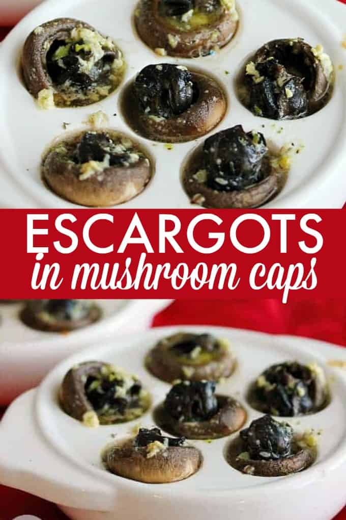 Escargots in Mushroom Caps with Garlic Butter- Impress your guests with this menu favourite, made right at home. Easy escargots appetizer.