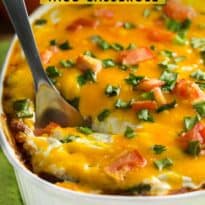 Fiesta Taco Casserole - Packed with ground beef, cheese, beans and sour cream. Yum!