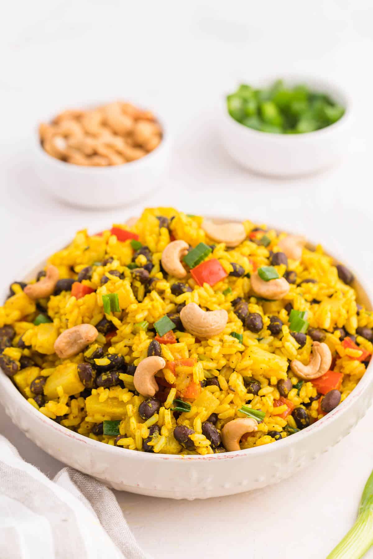 A bowl of Jamaican Curried Rice.
