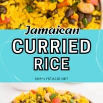 Jamaican Curried Rice collage pin.