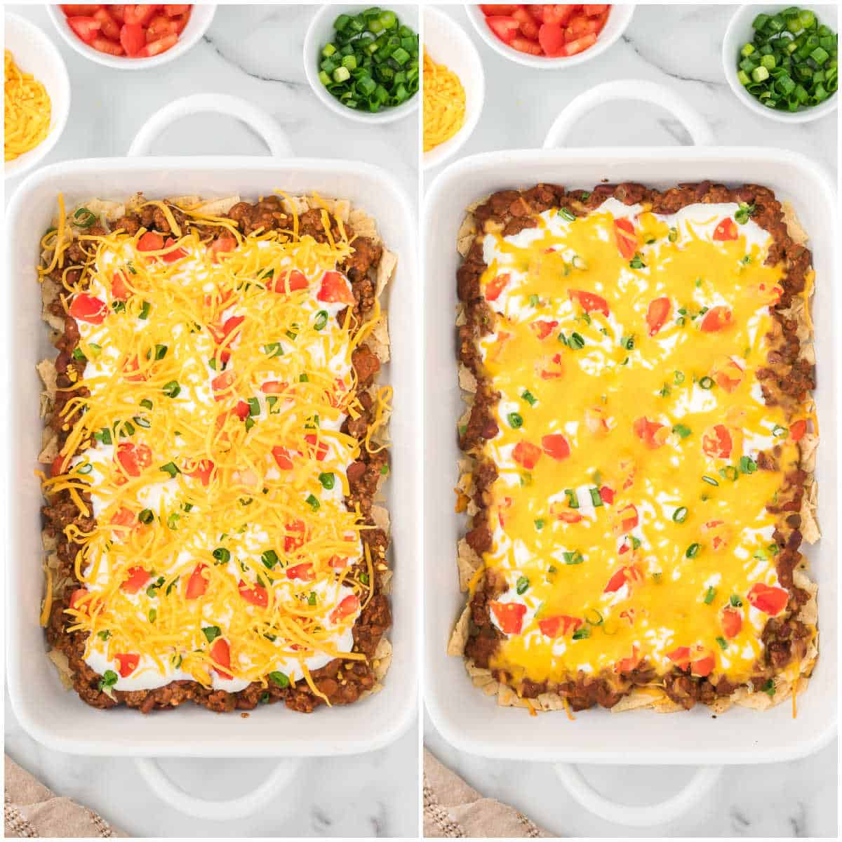 Steps to make taco casserole.