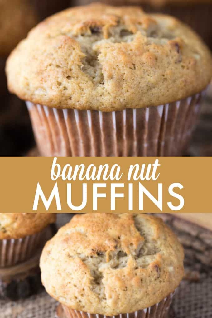 Banana Nut Muffins - A classic banana muffin that you can make with or without nuts. These muffins are moist and full of banana flavour, making them a go-to snack and lunch box favourite.