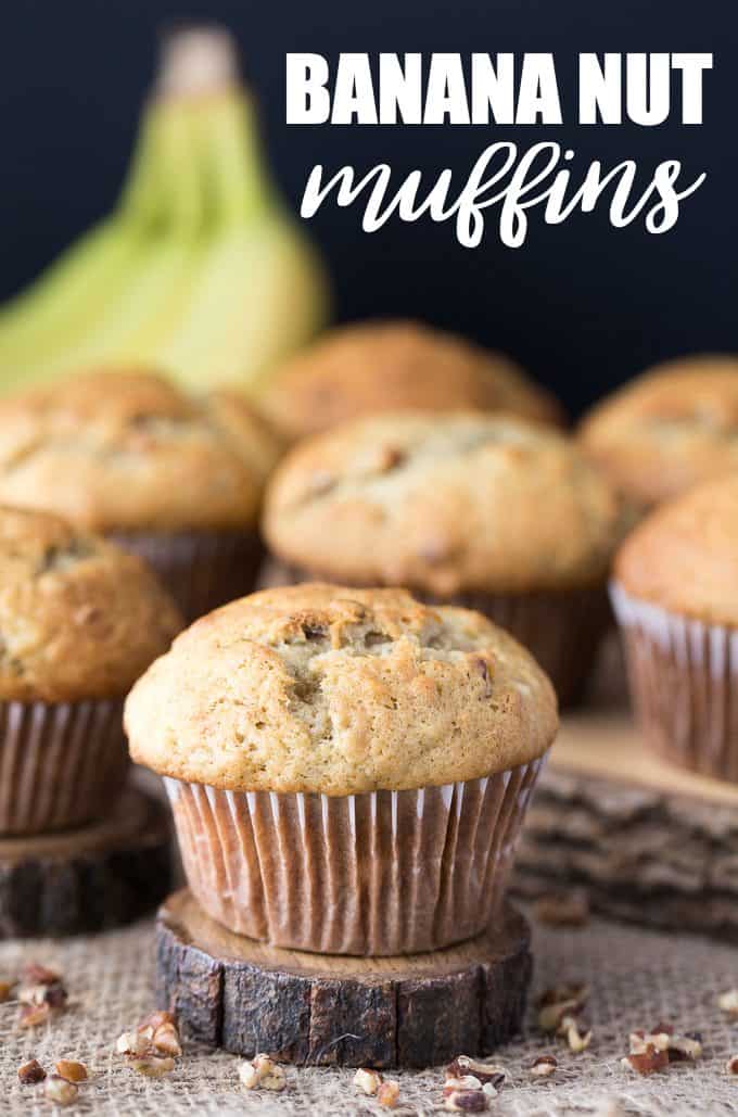 Banana Nut Muffins - A classic banana muffin that you can make with or without nuts. These muffins are moist and full of banana flavour, making them a go-to snack and lunch box favourite.