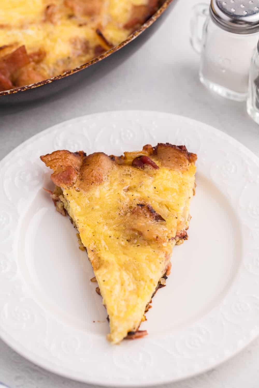 Pancetta & Onion Frittata - With sweet caramelized onions and salty pancetta, this quick and easy frittata is a great low-carb option - anytime of day!