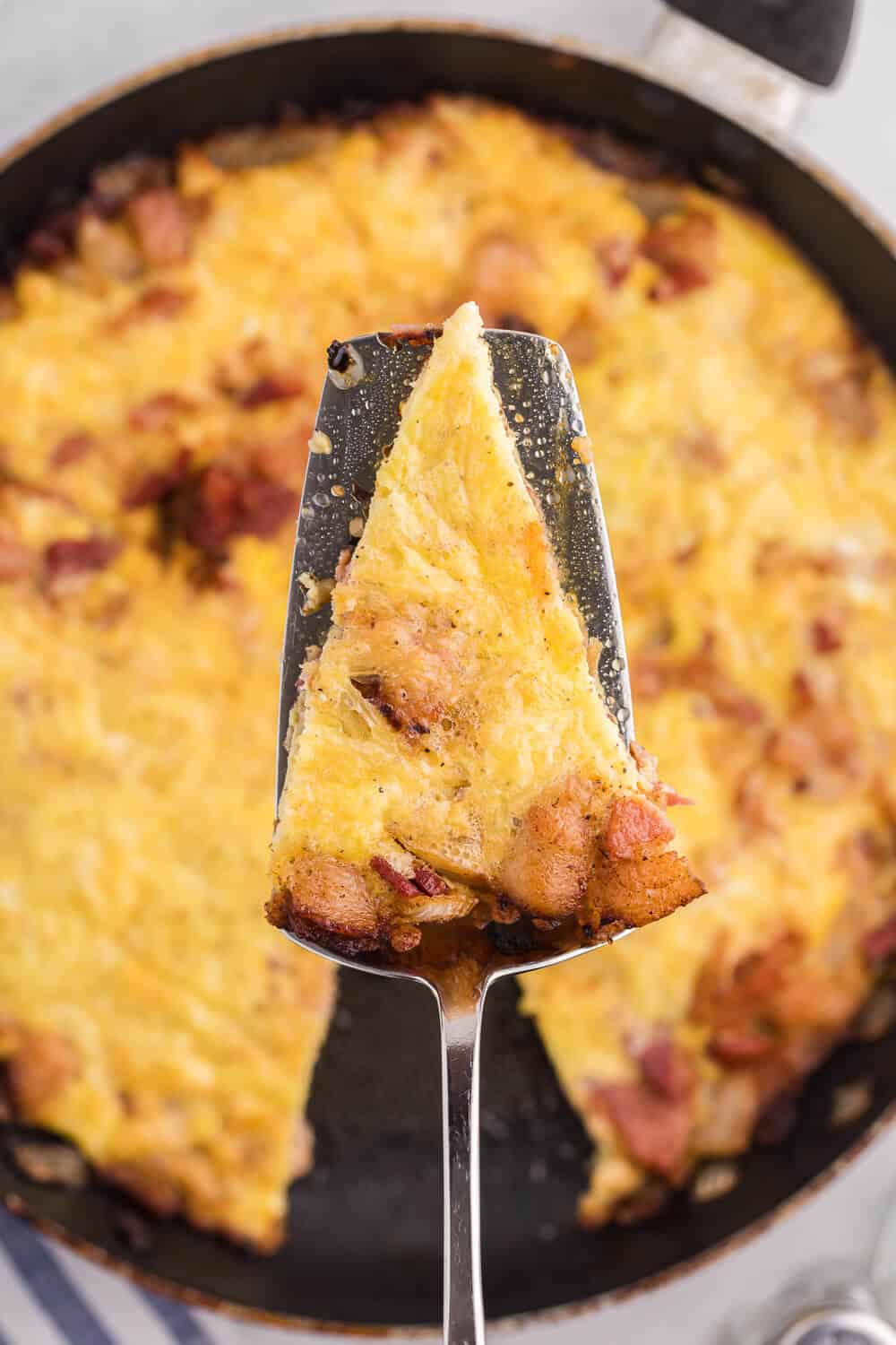 Pancetta & Onion Frittata - With sweet caramelized onions and salty pancetta, this quick and easy frittata is a great low-carb option - anytime of day!