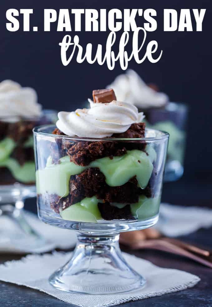 St. Patrick's Day Truffle - This easy and quick St. Patrick's Day dessert is made with boxed brownie mix, doctored instant vanilla pudding, Cool Whip and chocolate.