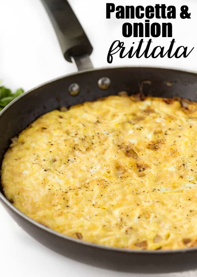 Pancetta & Onion Frittata - With sweet caramelized onions and salty pancetta, this quick and easy frittata is a great low-carb option - anytime of day!