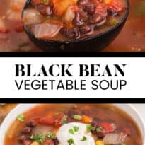 Black Bean Vegetable Soup collage pin.