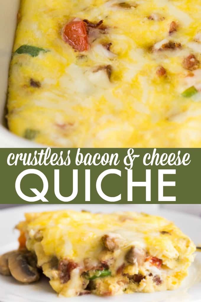 Crustless Bacon and Cheese Quiche - Simply Stacie