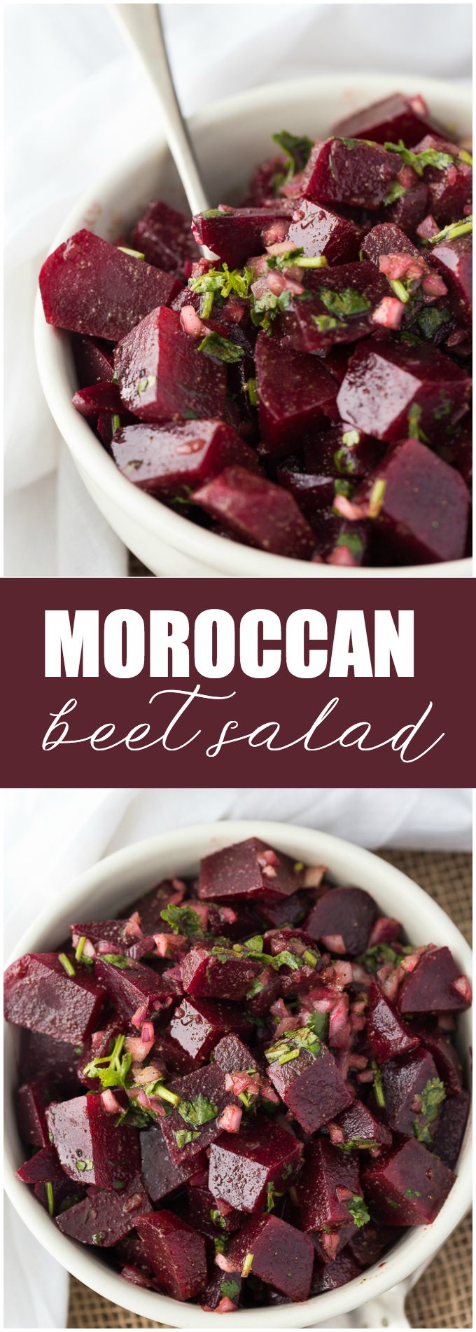 Moroccan Beet Salad - Naturally sweet and colorful, too! A light and refreshing Middle Eastern salad side dish packed with parsley, cilantro, and cumin.