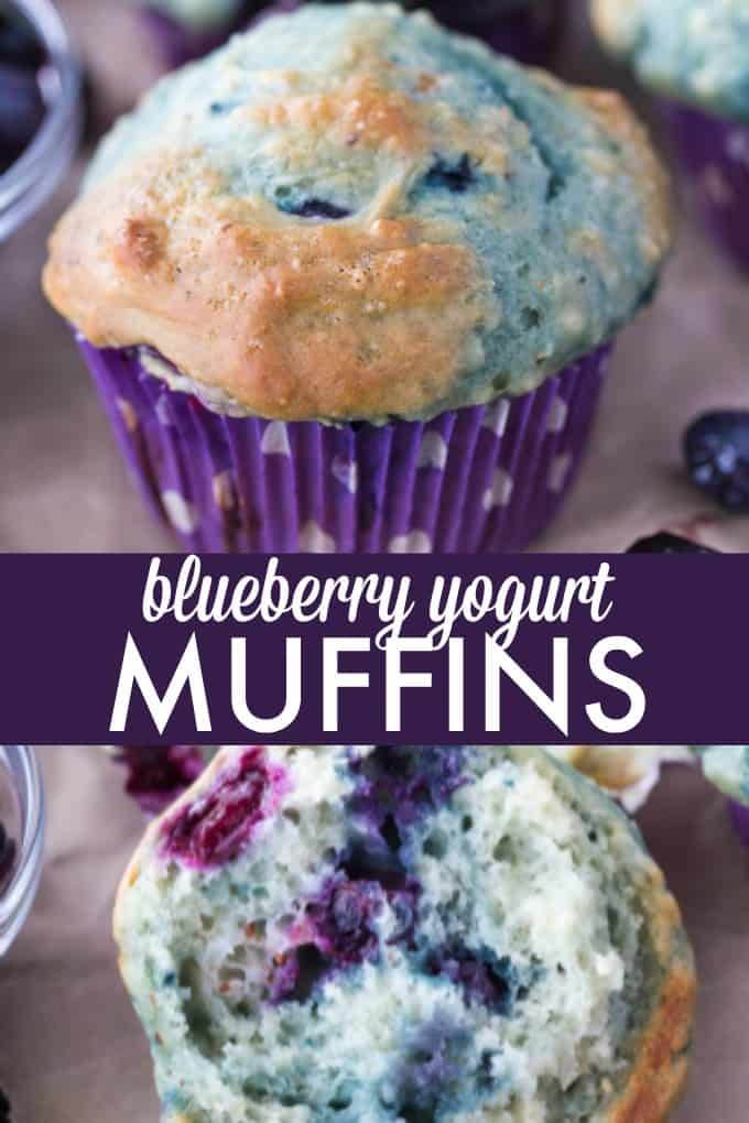 Blueberry Yogurt Muffins - These blueberry packed muffins are a perfect make-ahead for snacks and breakfast on-the-go. Using Greek yogurt in the recipe helps amp up the protein!