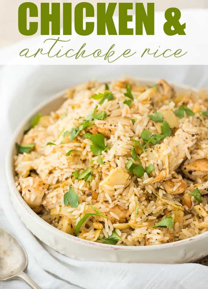 Chicken and Artichoke Rice - The perfect one-pan weeknight dinner! This Mediterranean-inspired recipe is packed with flavor and super easy.