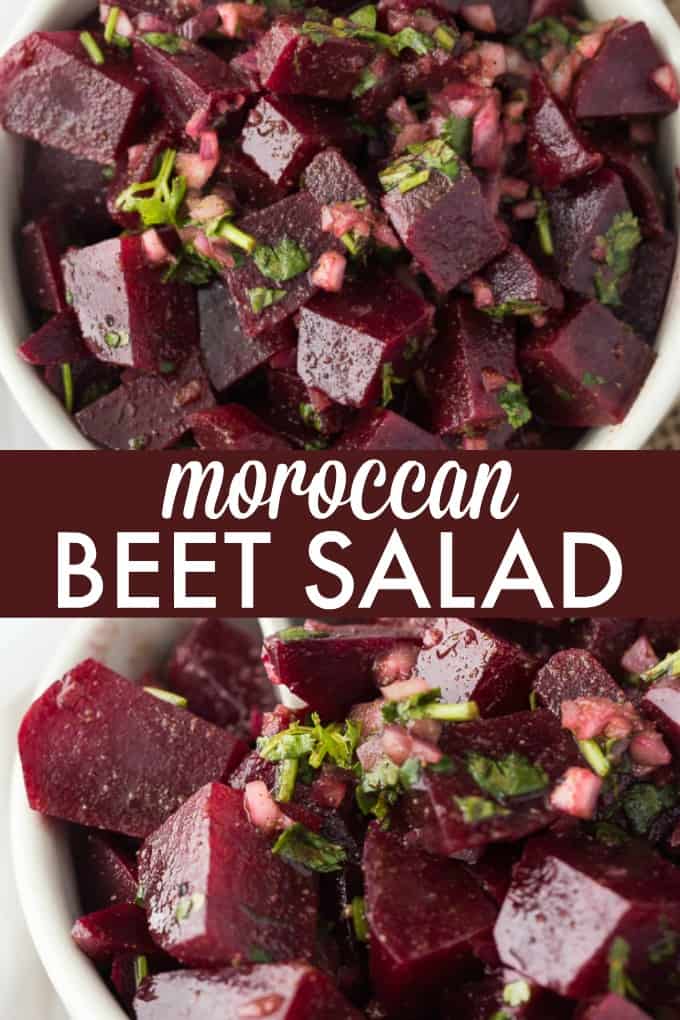 Moroccan Beet Salad - Naturally sweet and colorful, too! A light and refreshing Middle Eastern salad side dish packed with parsley, cilantro, and cumin.