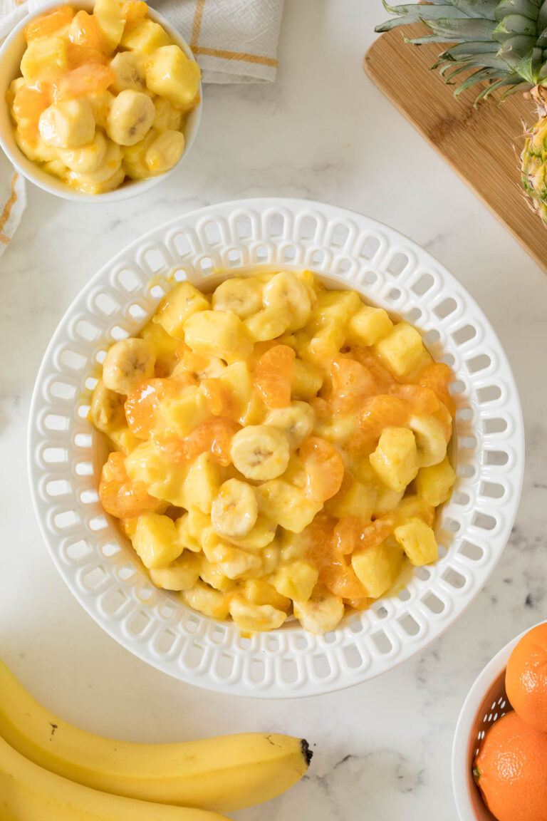 Sunshine salad in a white bowl.