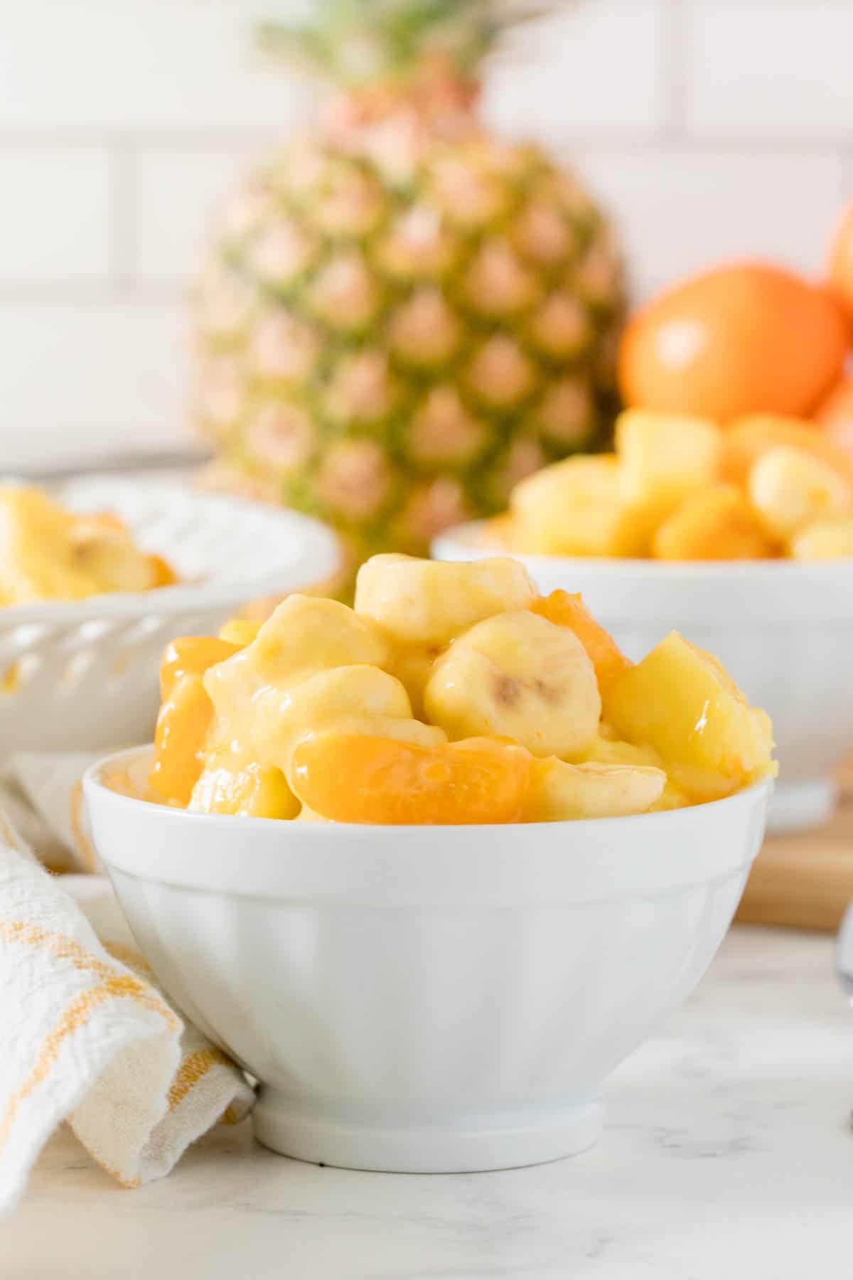 Sunshine salad in a white bowl.