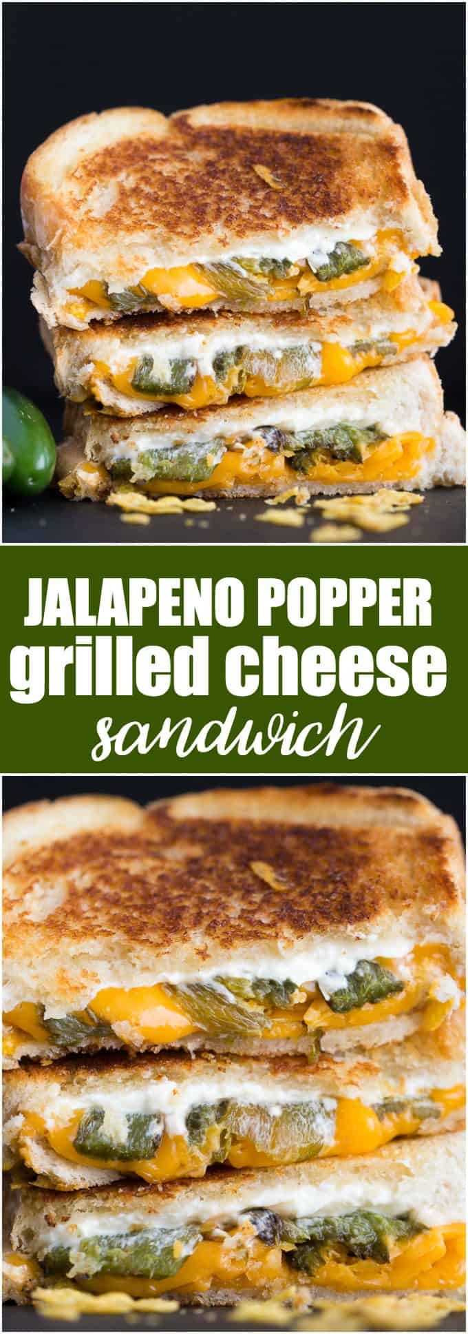 Jalapeno Popper Grilled Cheese Sandwich - The BEST grilled cheese recipe! Stuff your favorite zesty appetizer between crunchy toasted bread and smothered in more cheese. 