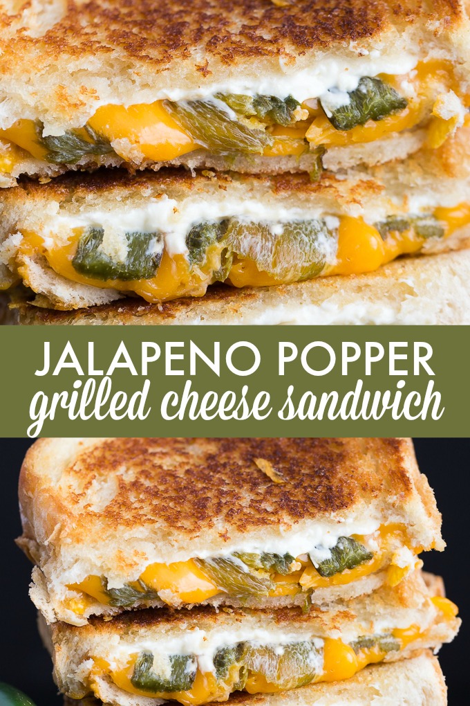Jalapeno Popper Grilled Cheese Sandwich - The BEST grilled cheese recipe! Stuff your favorite zesty appetizer between crunchy toasted bread and smothered in more cheese. 