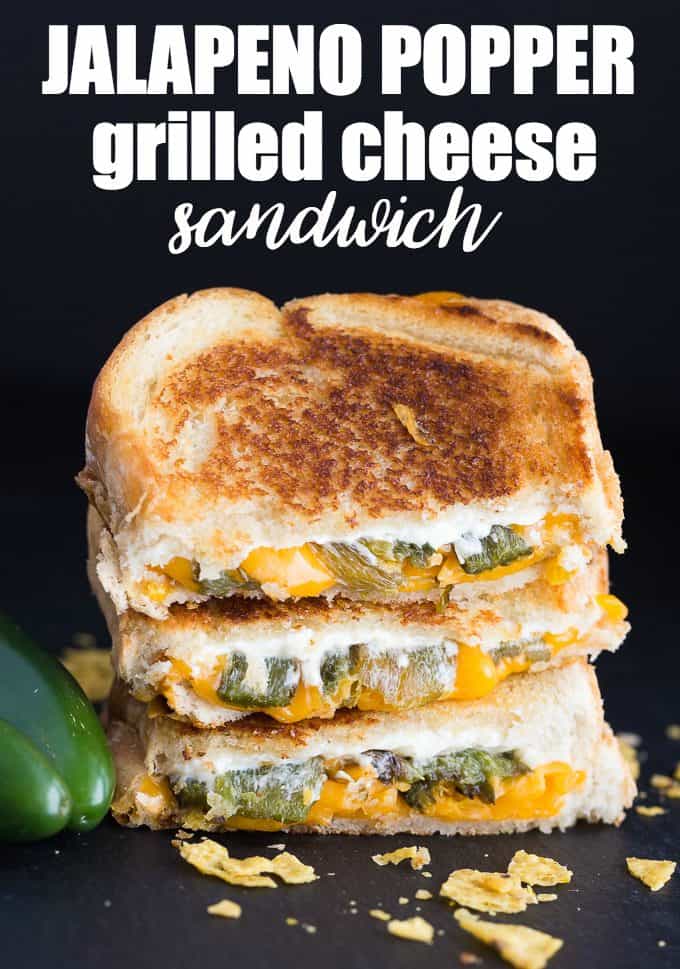 Jalapeno Popper Grilled Cheese Sandwich - The BEST grilled cheese recipe! Stuff your favorite zesty appetizer between crunchy toasted bread and smothered in more cheese. 