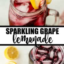 Sparkling Grape Lemonade - With bubbly lemon lime soda, frozen grape punch and lemonade, this drink is so easy to make when entertaining, or when you want to treat the kids to a special summery drink.