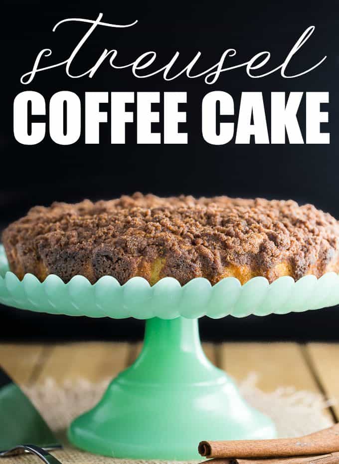 Streusel Coffee Cake - Another classic cake - for good reason! The crumbly cinnamon topping and the moist cake are the perfect pairing with a hot cup of coffee! This is a great make-ahead cake to have in the freezer for unexpected guests.