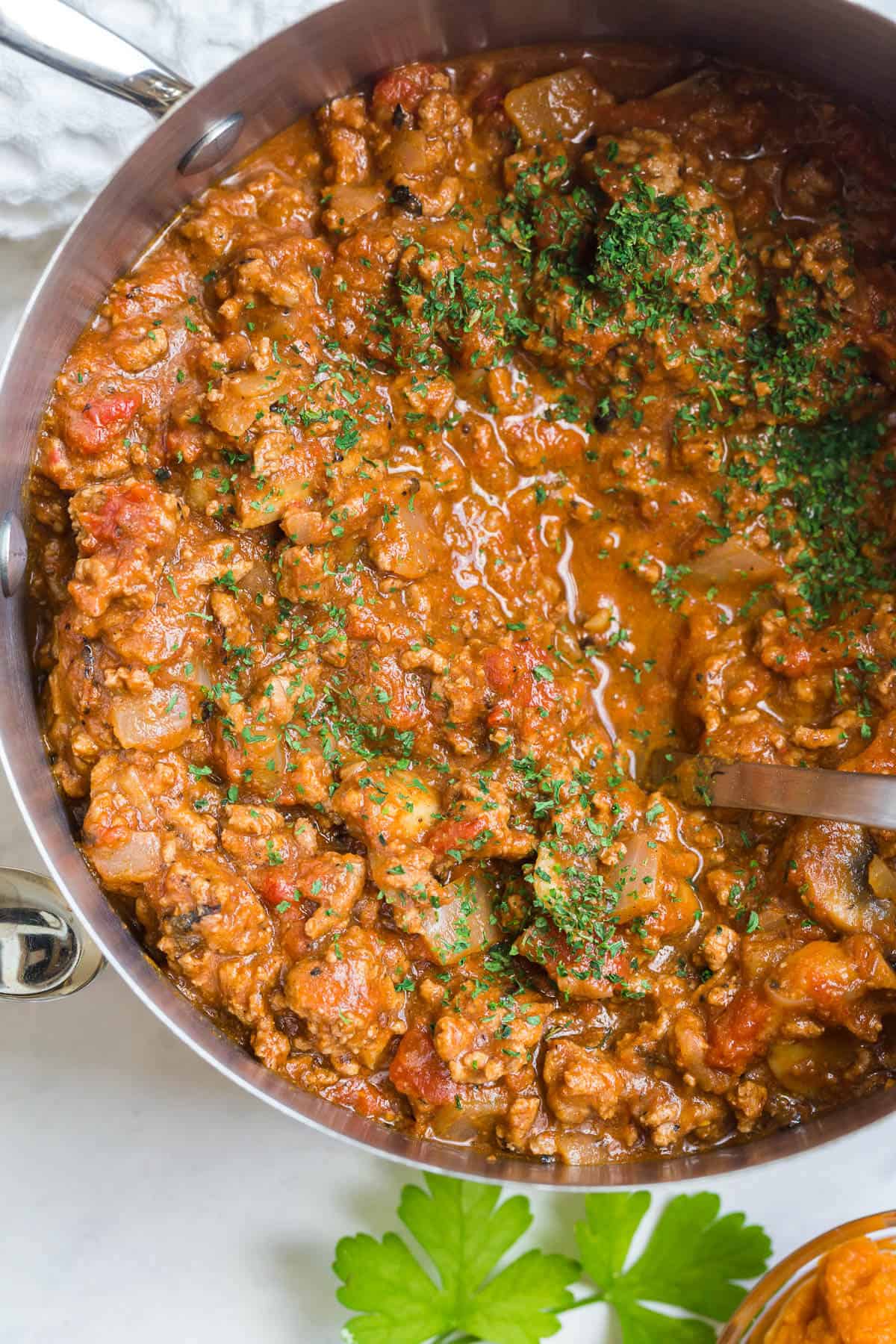 Pumpkin Chili in a pot.