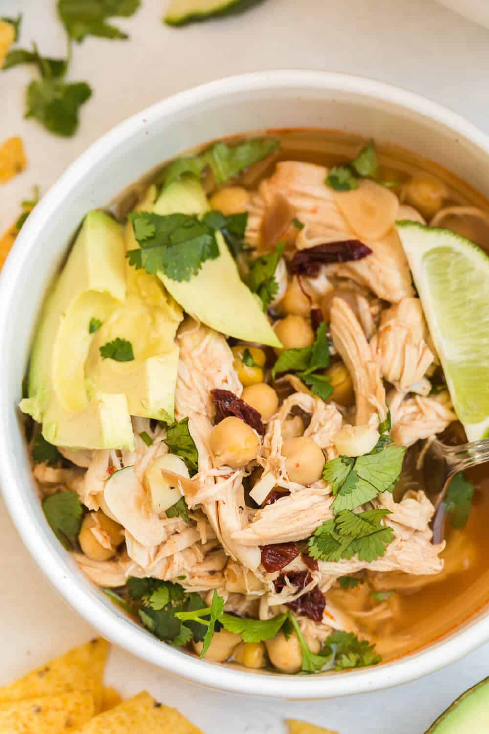 chipotle chicken soup in a bowl