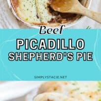 Beef Picadillo Shepherd's Pie collage pin.