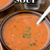 Cream of Tomato Soup - You'll never buy canned soup again! This is the best homemade tomato soup recipe made with a few pantry staples and a little fresh basil.