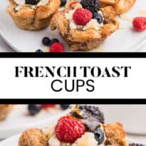 French Toast Cups - This easy breakfast recipe is the perfect sweet start to your day. Creamy ricotta with fresh berries and a drizzle of honey or maple syrup are a delicious breakfast treat.