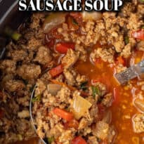 Spicy Sausage Soup pin image.