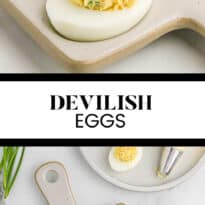 Devilish Eggs collage pin.