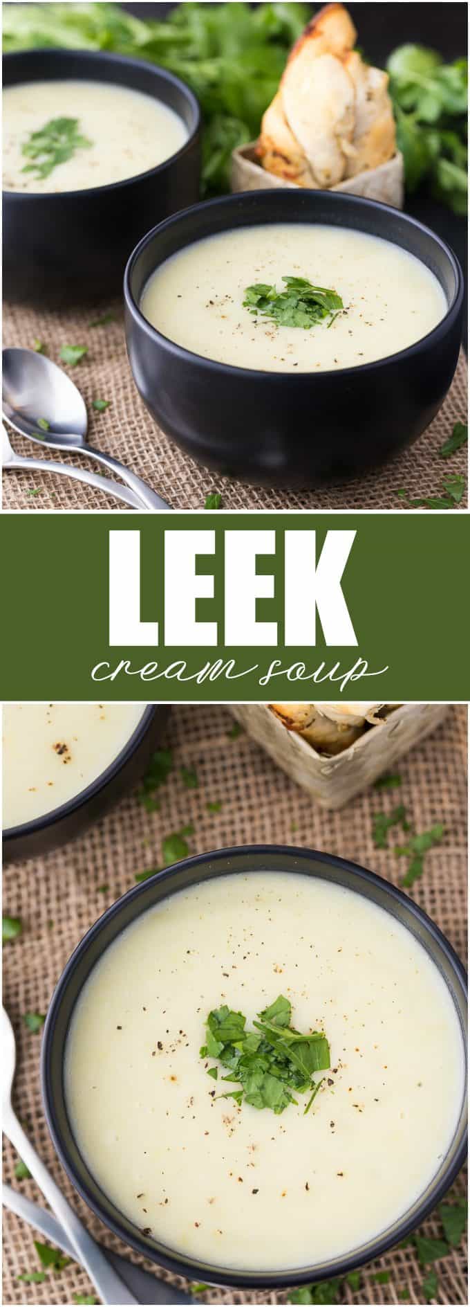 Leek Cream Soup - The perfect lunch soup! This smooth and creamy vegetable soup recipe is super light and full of flavor.