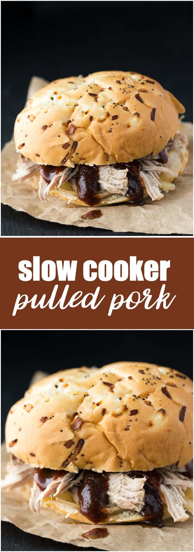 Slow Cooker Pulled Pork - You don't need a smoker for juicy pulled pork! Make this barbecue recipe in the Crockpot for sandwiches, baked potatoes, or pork tacos.