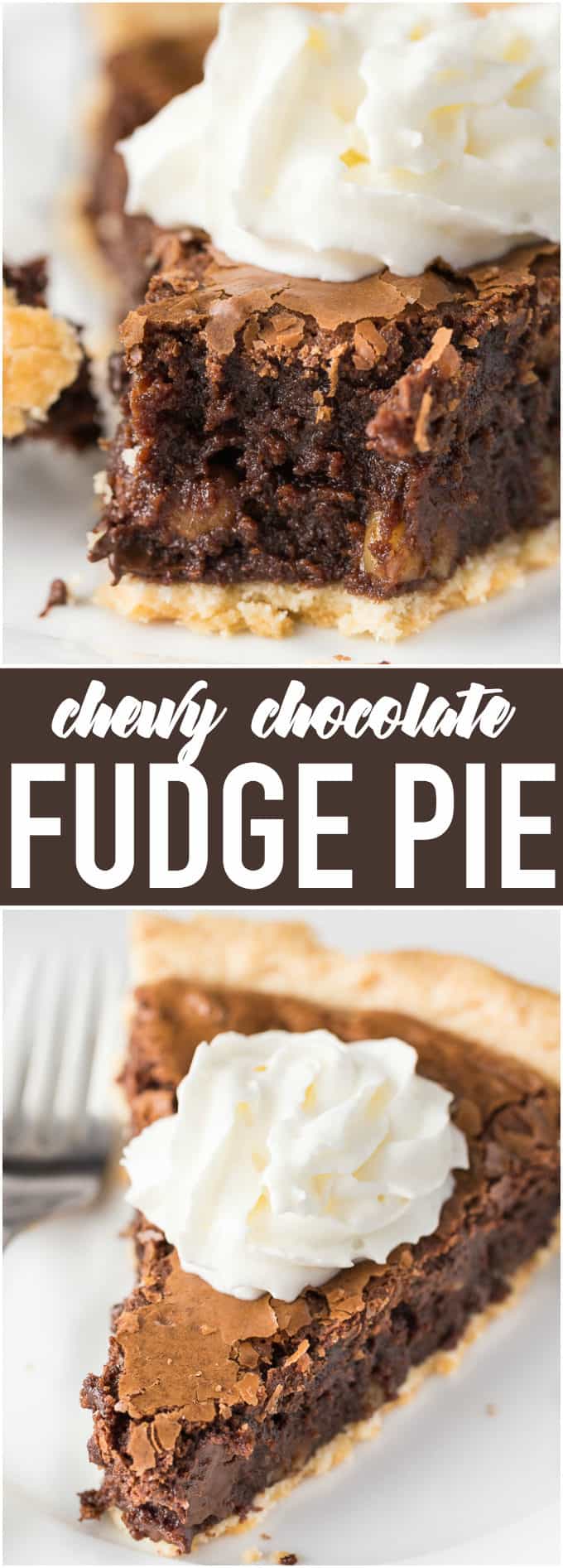 Chewy Chocolate Fudge Pie - With a fudgy brownie-like filling, this is a surefire hit with chocolate lovers! A decadent dessert - perfect for a holiday or special occasion. 