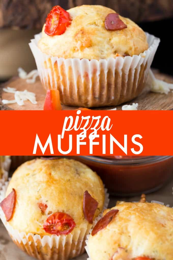 Pizza Muffins - This kid friendly snack tastes and smells like pizza, but in a muffin form. Add in your fave toppings to change it up!