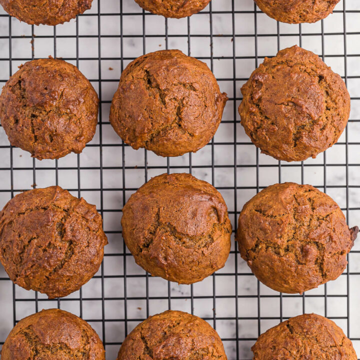 sweet potato muffins on a cooling rack