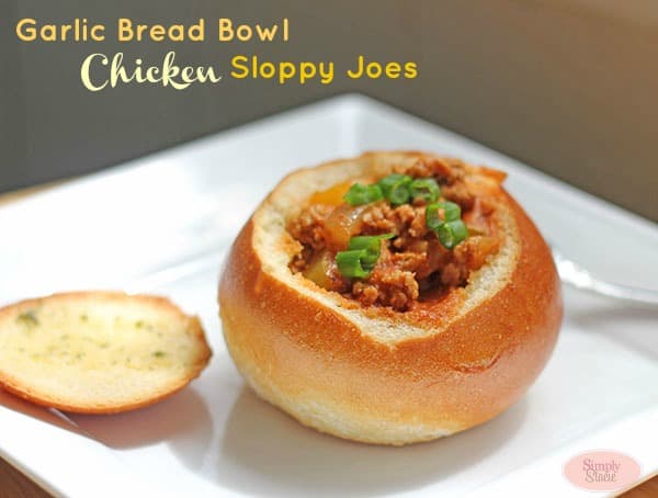 Garlic Bread Bowl Chicken Sloppy Joes Recipe #BreakUpWithGroundBeef