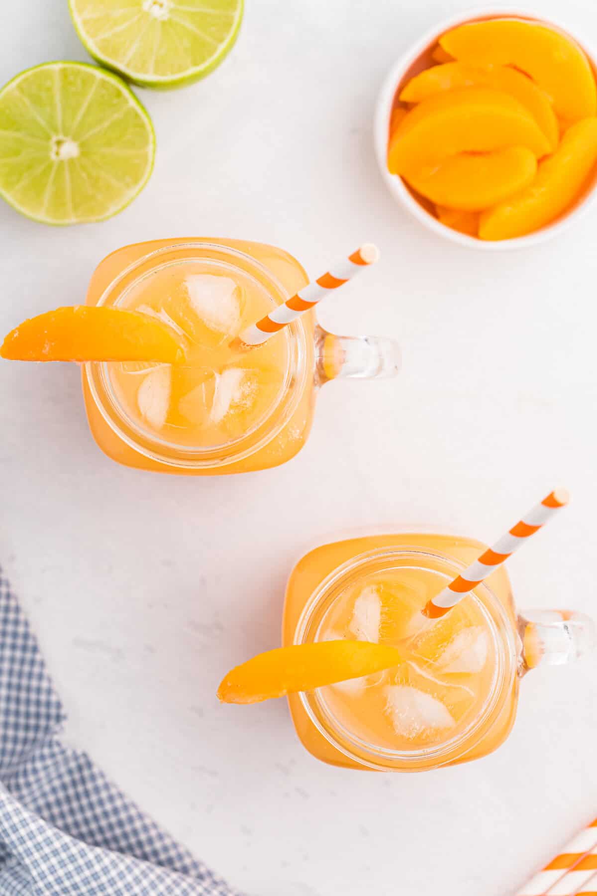 Peachy Sparkler - This sweet and bubbly mocktail full of peach flavour can be enjoyed by everyone...but would be a fantastic adult beverage with the addition of your favourite spirit. Enjoy on a hot summer day, soaking in the sun!