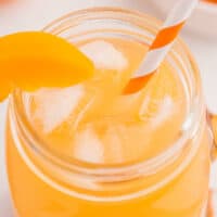 The top of the recipe in a mug with a straw.