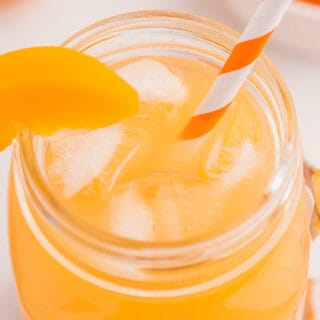The top of the recipe in a mug with a straw.