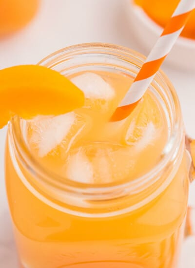 Peachy Sparkler - This sweet and bubbly mocktail full of peach flavour can be enjoyed by everyone...but would be a fantastic adult beverage with the addition of your favourite spirit. Enjoy on a hot summer day, soaking in the sun!