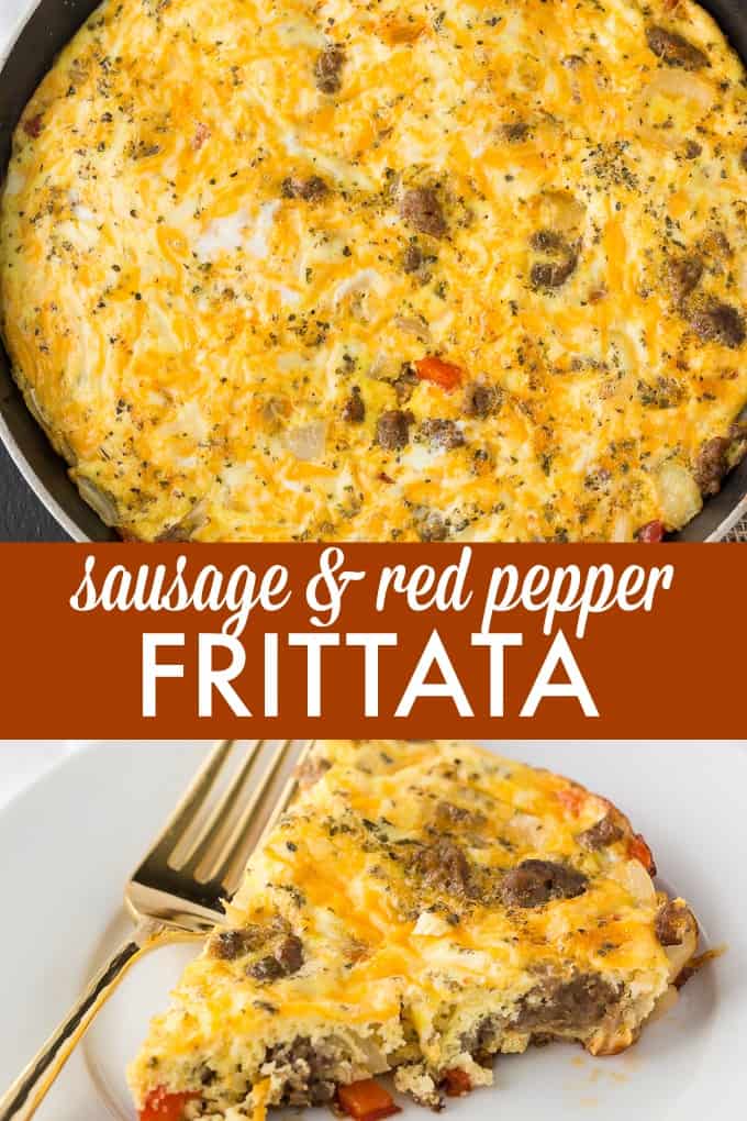 Sausage & Red Pepper Frittata - Sweet red peppers and savoury sausage are a delight together in this easy and delicious recipe. Served with a salad and fresh bread, it's the perfect quick weeknight meal!