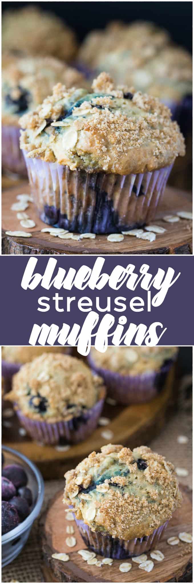 Blueberry Streusel Muffins - Cinnamon sugar topping sets these blueberry muffins apart! Packed with sweet blueberries and topped with a crunchy oat topping, these muffins are delicious fresh out of the oven with a little butter.