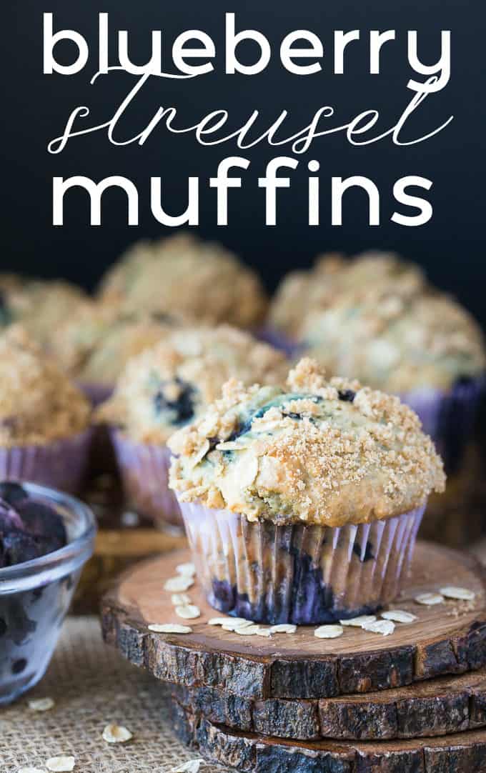 Blueberry Streusel Muffins - Cinnamon sugar topping sets these blueberry muffins apart! Packed with sweet blueberries and topped with a crunchy oat topping, these muffins are delicious fresh out of the oven with a little butter.