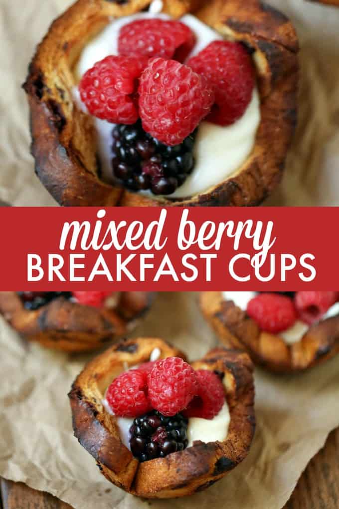 Mixed Berry Breakfast Cups - With a swirl of cinnamon and sweet raisins, these adorable little breakfast cups are begging to be filled as you wish! Try them filled with yogurt and mixed berries - yum!