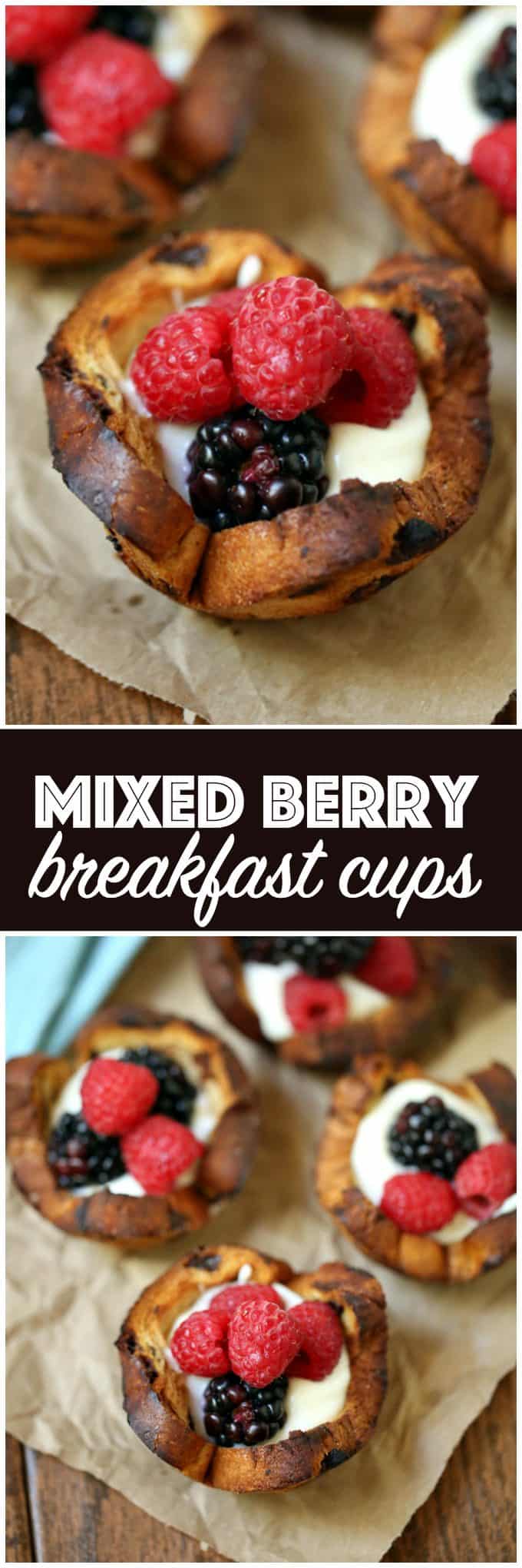 Mixed Berry Breakfast Cups - With a swirl of cinnamon and sweet raisins, these adorable little breakfast cups are begging to be filled as you wish! Try them filled with yogurt and mixed berries - yum!