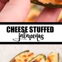Cheese Stuffed Jalapenos - The best vegetarian appetizer to feed a crowd! Just 5 ingredients for this perfect party recipe.